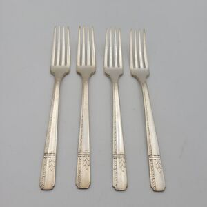 Set of 4 Oneida Grenoble Prestige Silverplate Dinner Forks Vintage 1938